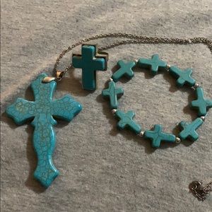 Turquoise Cross Jewelry Set